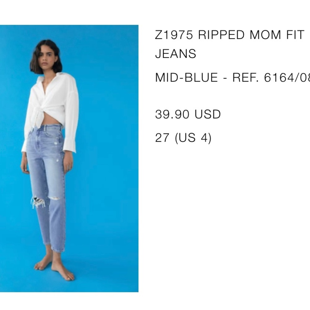 Zara Ripped Mom Jeans size USA 4